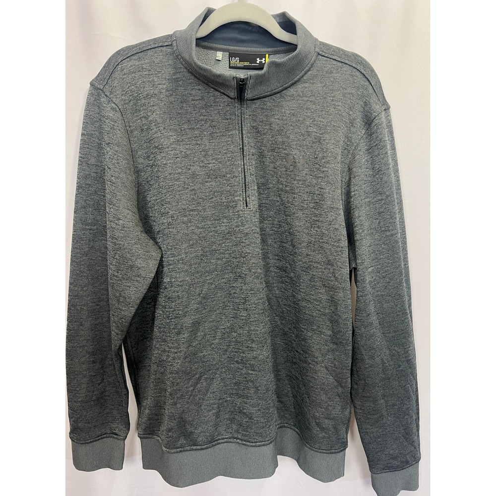 Under Armour Mens ColdGear Quarter Zip Pullover Gray Heather Loose Fit Large